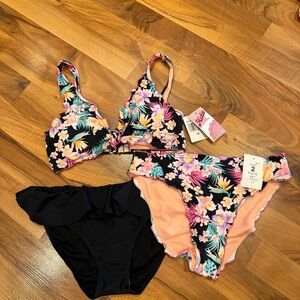 Snapper rock-Hobie Bathing suit bundle 1 top 2 bottom NWT 16‎ swim